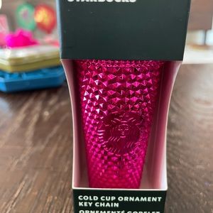 Starbucks pink studded tumbler keychain ornament Barbie pink Starbucks bag charm